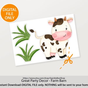 Big Blue decor Farm, Barn, Donkey, Lamb, Piglet, Chicken, Sun, Animals Barnyard Ranch, Baby Shower Party, Birthday Party, DIGITAL download Cow