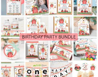 EDITABLE Farm Birthday Party Bundle, Digital Template, Farm Theme, DIGITAL FILES, Barnyard Birthday  Template, Farm party