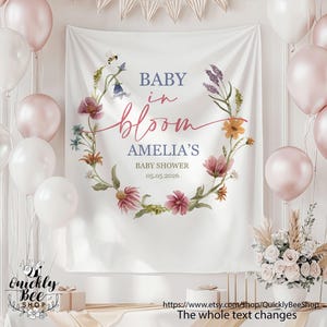 Wildflower Baby in Bloom Baby Shower Backdrop, Floral Baby Shower Photo Backdrop, Wildflower Baby Shower Decorations,Baby Shower Table Decor