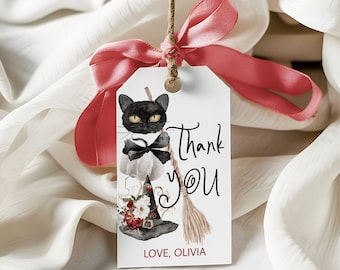 Halloween Gift Tag, Halloween Party Gift Tag, Halloween Favor Tag, Trick or Treat Favor Tag, Editable Halloween Black Party Tags