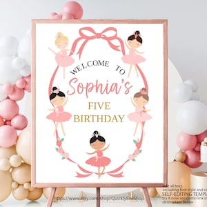 Editable Welcome Sign Ballerina, Ballerina Birthday Decorations, Ballet Sign Decoration, INSTANT DOWNLOAD