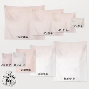 May include: A set of ten pink ombre tapestry wall hangings in various sizes, ranging from 26x36 inches to 104x88 inches. The tapestries are made of a soft, lightweight fabric and have a subtle ombre effect that transitions from a light pink to a darker pink.