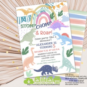 EDITABLE Dinosaur Birthday Invitation, Dinosaur Birthday Invite, jurassic, trex, dinosaur party, dinosaur birthday, Instant Download