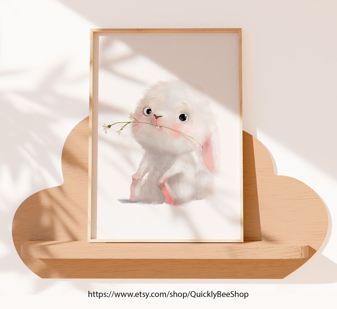 Cute Bunny Print, Bunny Nursery Wall Decor, Girls Room, Rabbit Wall Art ...