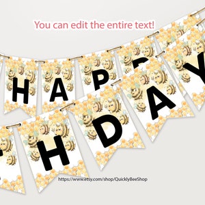 Bee Happy Birthday Banner, 1st Birthday Banner, Bee Day Birthday Decor, Little Honey Bee First Bee-day, Digital Instant download Printable
