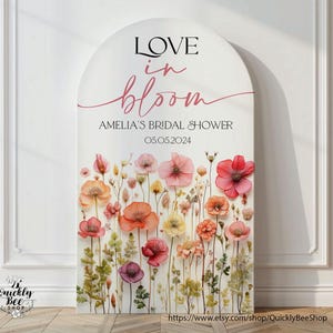 Floral Bridal Shower Backdrop, Wildflower Wedding Shower Arch Decor, Personalized Photo Backdrop, Arch Panel DIY Printable Download