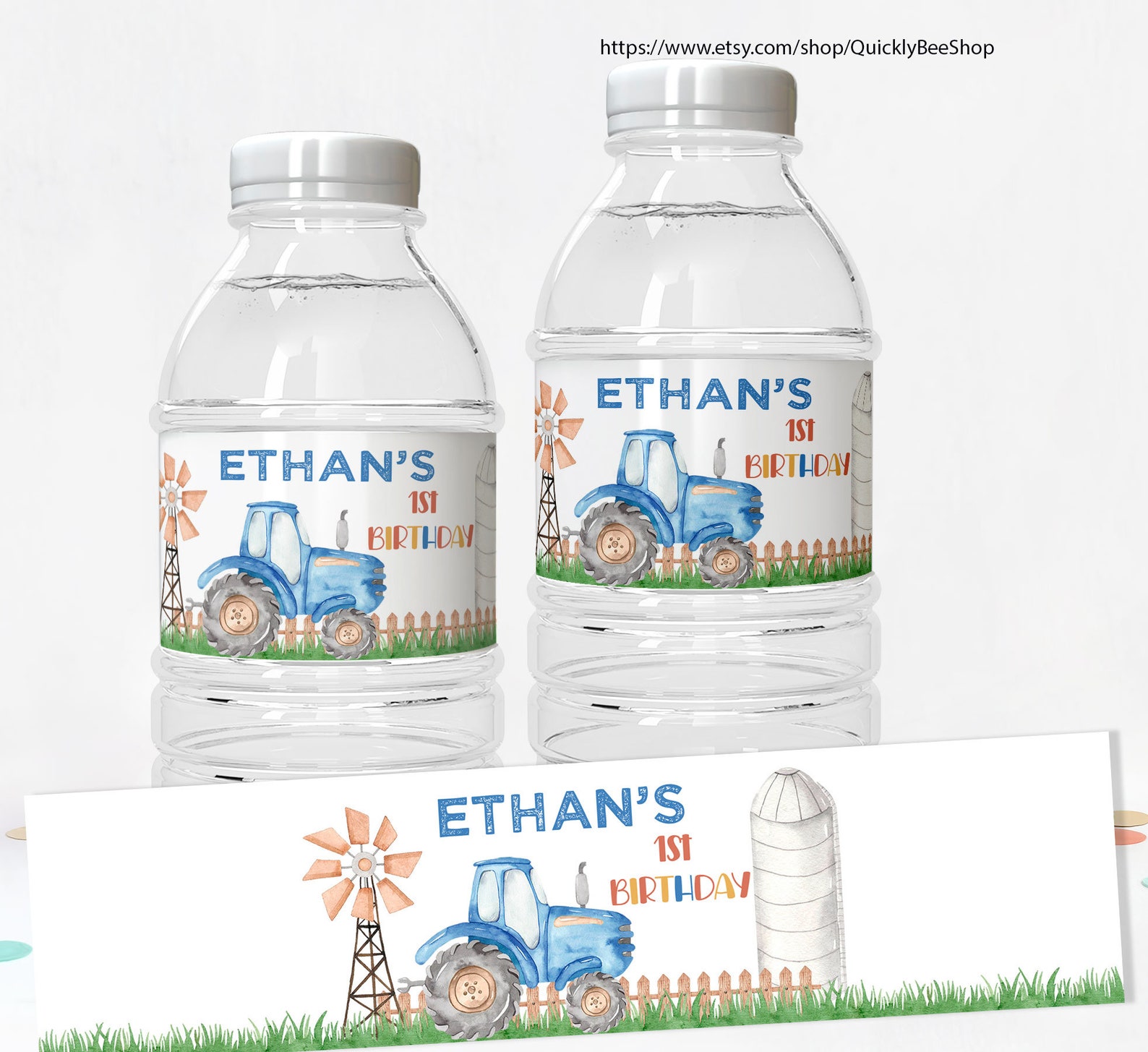 Blue Tractor Birthday Party Decor Chip Bag Wrapper Treat Etsy