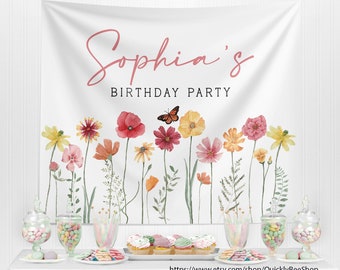 Wildflower Birthday Backdrop, 1st Birthday Wildflower Table Decor,  Wild Flower Birthday Summer, Birthday Floral Birthday, W1