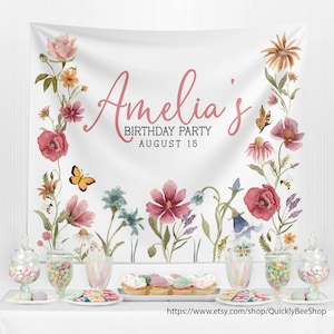 Wildflower Birthday Backdrop, Our Little Wildflower Decor, Wildflower Garden Birthday, W1