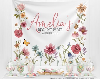 Wildflower Birthday Backdrop, Our Little Wildflower Decor, Wildflower Garden Birthday, W1