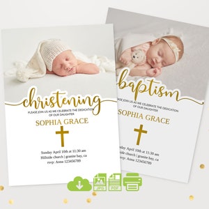 Baptism Invitation Templeat,Baptism Photo invitation, Personalised Christening Invite with Photo,Printable Baptism Invite, EDITABLE Templeat