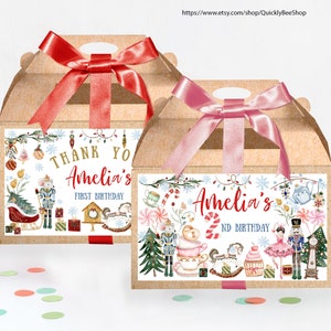 Editable Nutcracker Gable Gift Box Label, Land of Sweets Fairy, Nutcracker Birthday Favors Girl Treat Box Label,  Download Printable