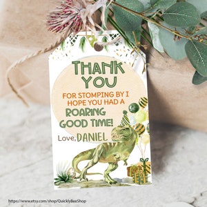 EDITABLE Three Rex Birthday Favor tags, Dinosaur Party Favors Thank you tags, Gift tag Printable Templates Instant download
