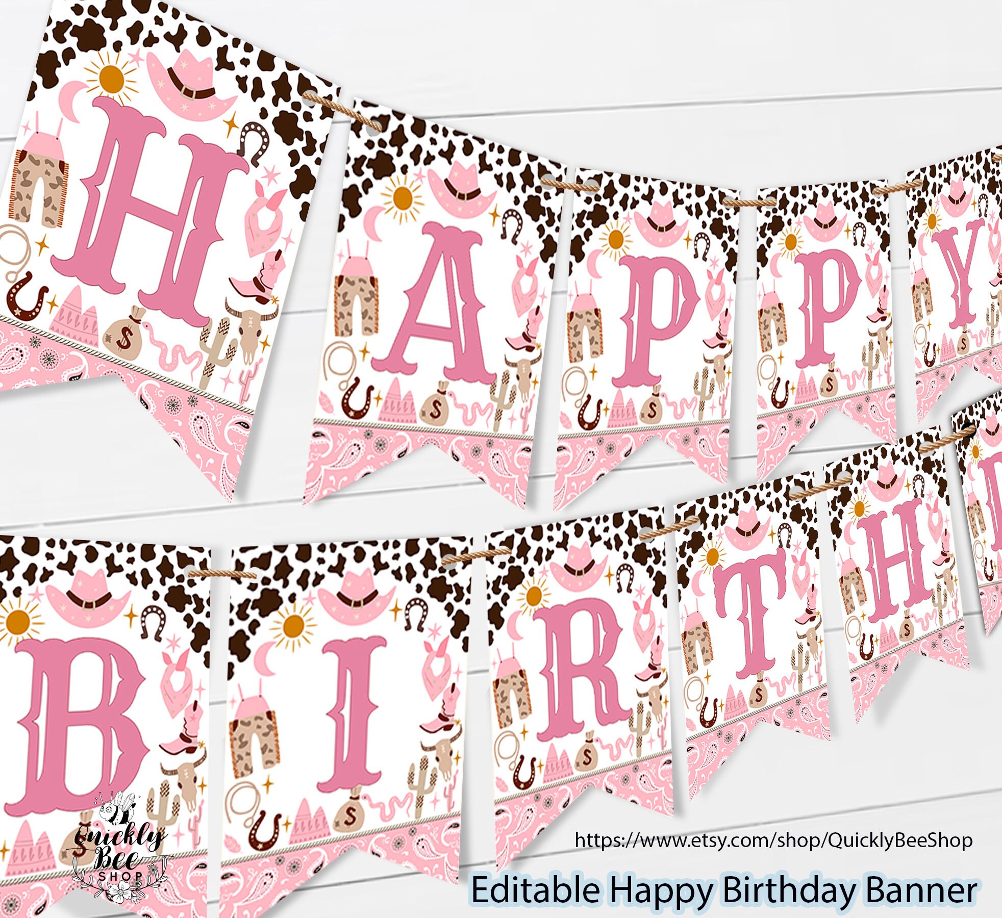 Pink Rodeo Theme Gable Box Editable 1st Rodeo Birthday Gable Box Labels, Wild West Cowgirl ...