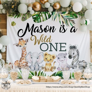 Wild One 1st Birthday Backdrop, Wild Two Birthday, Safari Wild One Party Decor, Jungle First Birthday Banner, Photo prop, Baby Shower Decor