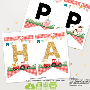 EDITABLE Farm Banner, Happy Birthday Banner, Printable 1st Birthday ...