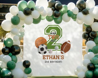 Soccer 2nd Birthday Banner: Two Ball Theme, Custom Photo Prop