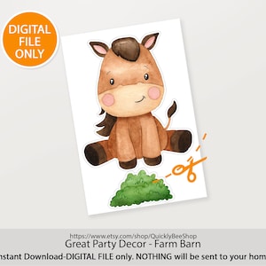Big Blue decor Farm, Barn, Donkey, Lamb, Piglet, Chicken, Sun, Animals Barnyard Ranch, Baby Shower Party, Birthday Party, DIGITAL download Donkey