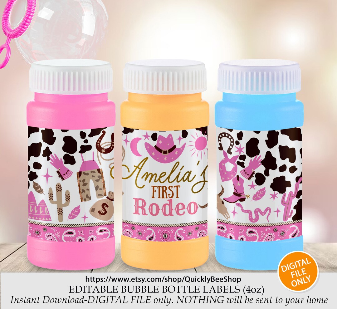 Rodeo Theme Bubble Bottle Labels, My FIRST RODEO First Birthday ...