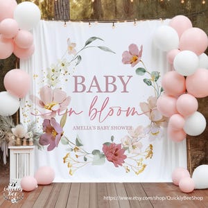 Wildflower Baby in Bloom Baby Shower Backdrop, Floral Baby Shower Photo Backdrop, Wildflower Baby Shower Banner, Baby Shower Table Decor