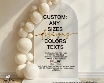 Custom Party Backdrop Arch Cover: Geburtstag, Hochzeit, Babyparty, Brautparty, Taufe, Party Dekor. Digitales JPG/PDF