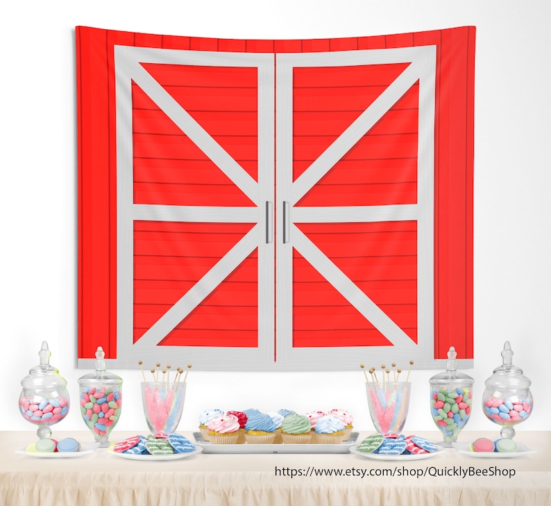Red Barn Door Party Backdrop Country Cowboy Farmer Etsy