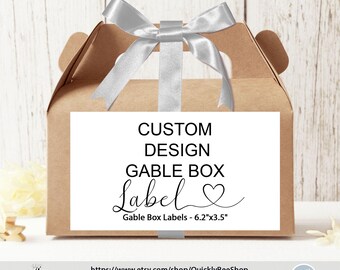 Benutzerdefinierte bearbeitbare Giebelboxetiketten, Giebelbox-Geschenketiketten, sofort herunterladbare druckbare Vorlage