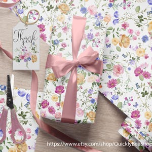 Wildflower Wrapping Paper, Botanical Gift Wrap, Birthday Wrapping Paper, Floral Wrapping Paper, Wedding Gift Wrap, Gift Wrap Supply