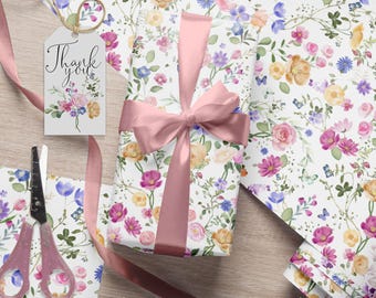 Wildblumen Geschenkpapier, botanische Geschenkverpackung, Geburtstags-Geschenkpapier, Blumengeschenkpapier, Hochzeitsgeschenkverpackung, Geschenkverpackungsversorgung
