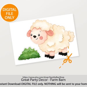 Big Blue decor Farm, Barn, Donkey, Lamb, Piglet, Chicken, Sun, Animals Barnyard Ranch, Baby Shower Party, Birthday Party, DIGITAL download Lamb