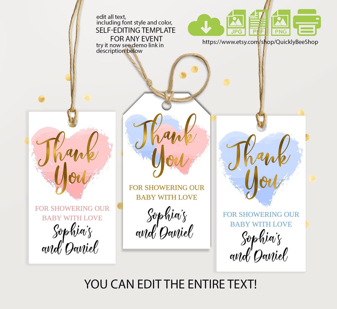 It's a Girl Favor Tags Baby Shower, It's a Boy Thank You Tags, Gender ...
