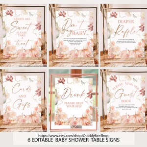 Conjunto de placas de mesa para chá de bebê de abóbora, cartões e presentes, rifa de fraldas, não diga bebê, guloseimas, livro de visitas, bebidas, arquivos digitais para impressão
