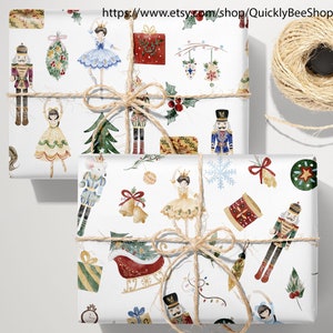 Papel de embrulho quebra-nozes, papel de embrulho de Natal, papel de embrulho para presente de Natal, aquarela de Natal, papel pastel de Natal