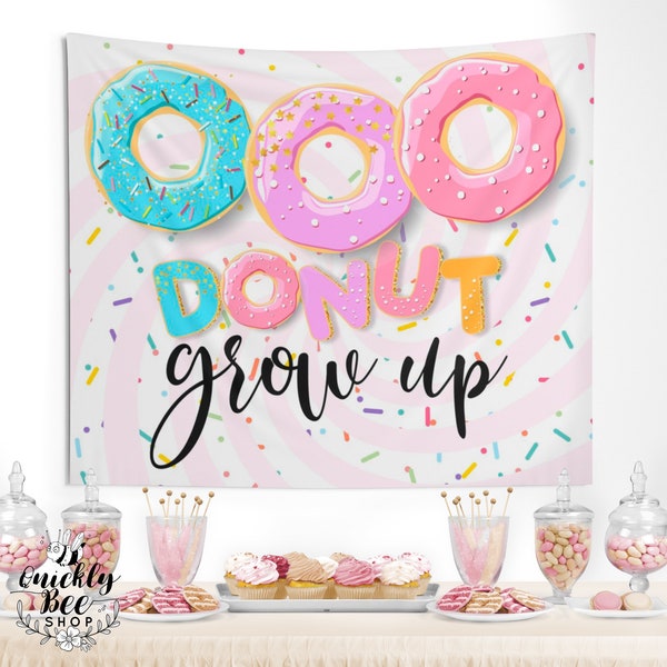 Donuts Backdrop, Baby Grow Up Backdrop, Baby Shower Background, Party Decoration Background, Party Banner, Photography Props, Photo Zone