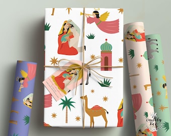 Nativity Wrapping Paper Christian, Religious Christmas Wrapping Paper Roll Christian Christmas Gift Wrapping, Jesus Wrapping Paper 2
