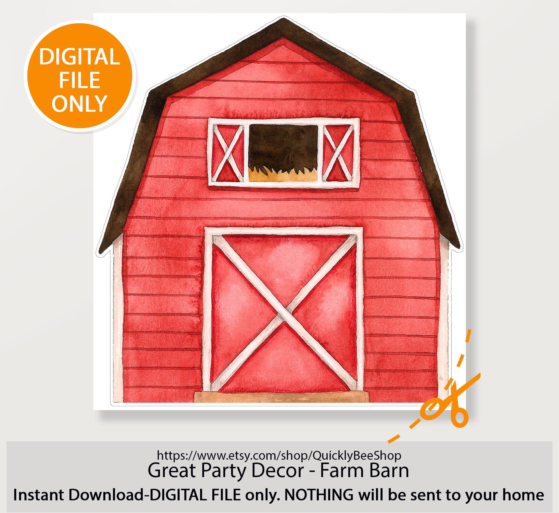 Big Red Decor Farm, Barn, Donkey, Lamb, Piglet, Chicken, Sun