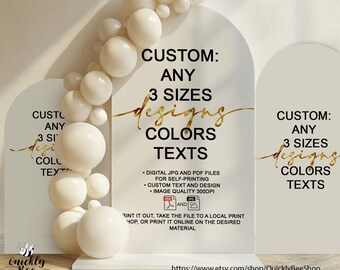 Custom Party Backdrop Arch Cover: Geburtstag, Hochzeit, Babyparty, Brautparty, Taufe, Party Dekor. 3er Set. Digitales JPG/PDF