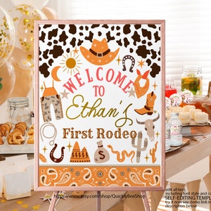Editable Welcome sign 1st Rodeo Party, Southwestern Ranch Birthday Party  Wild West Sign, Instant Download