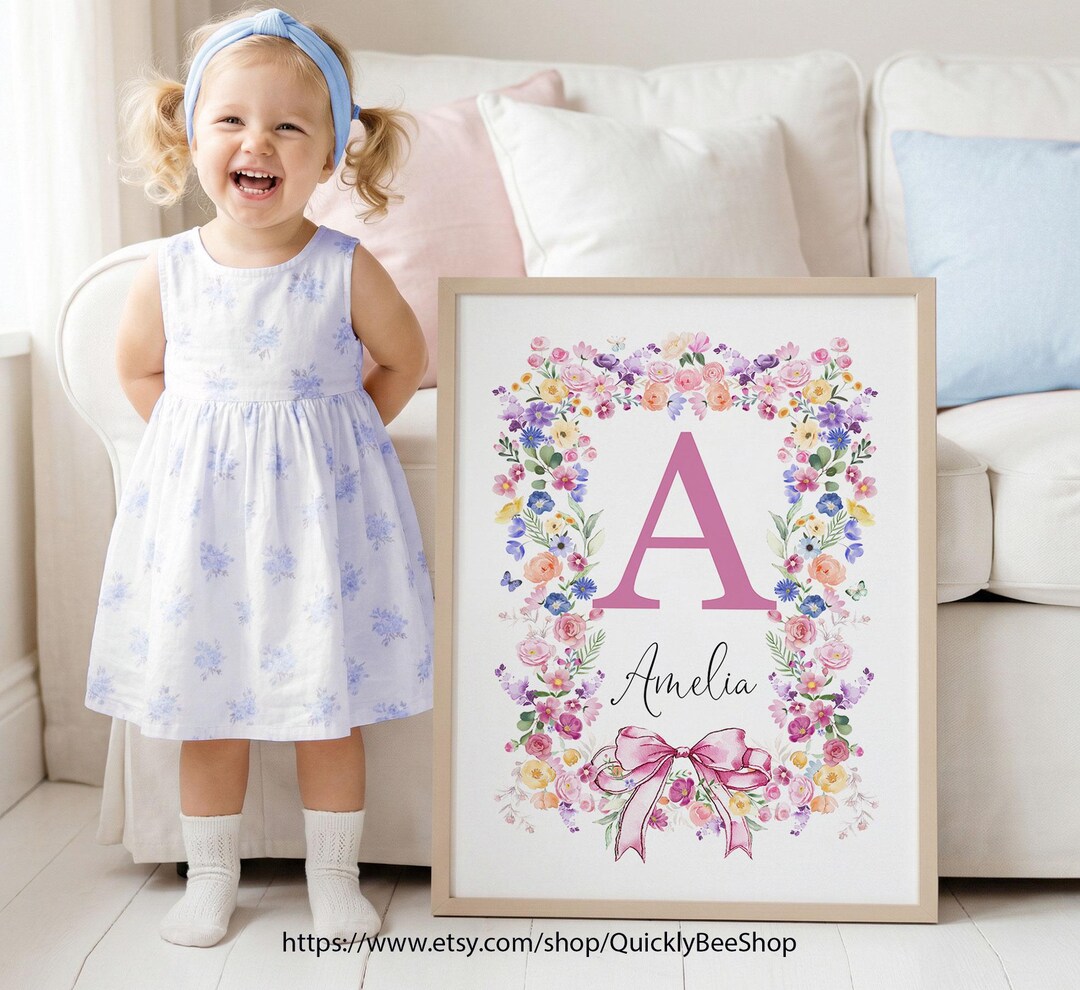 Custom Wildflowers Prints, Floral Nursery Wall Art, Baby Girl Nursery ...