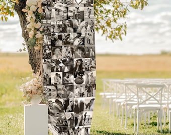Fabric Photo Collage, Wedding, Bachelorette Party, Anniversary, Birthday Backdrop, Office Home Wall Decor