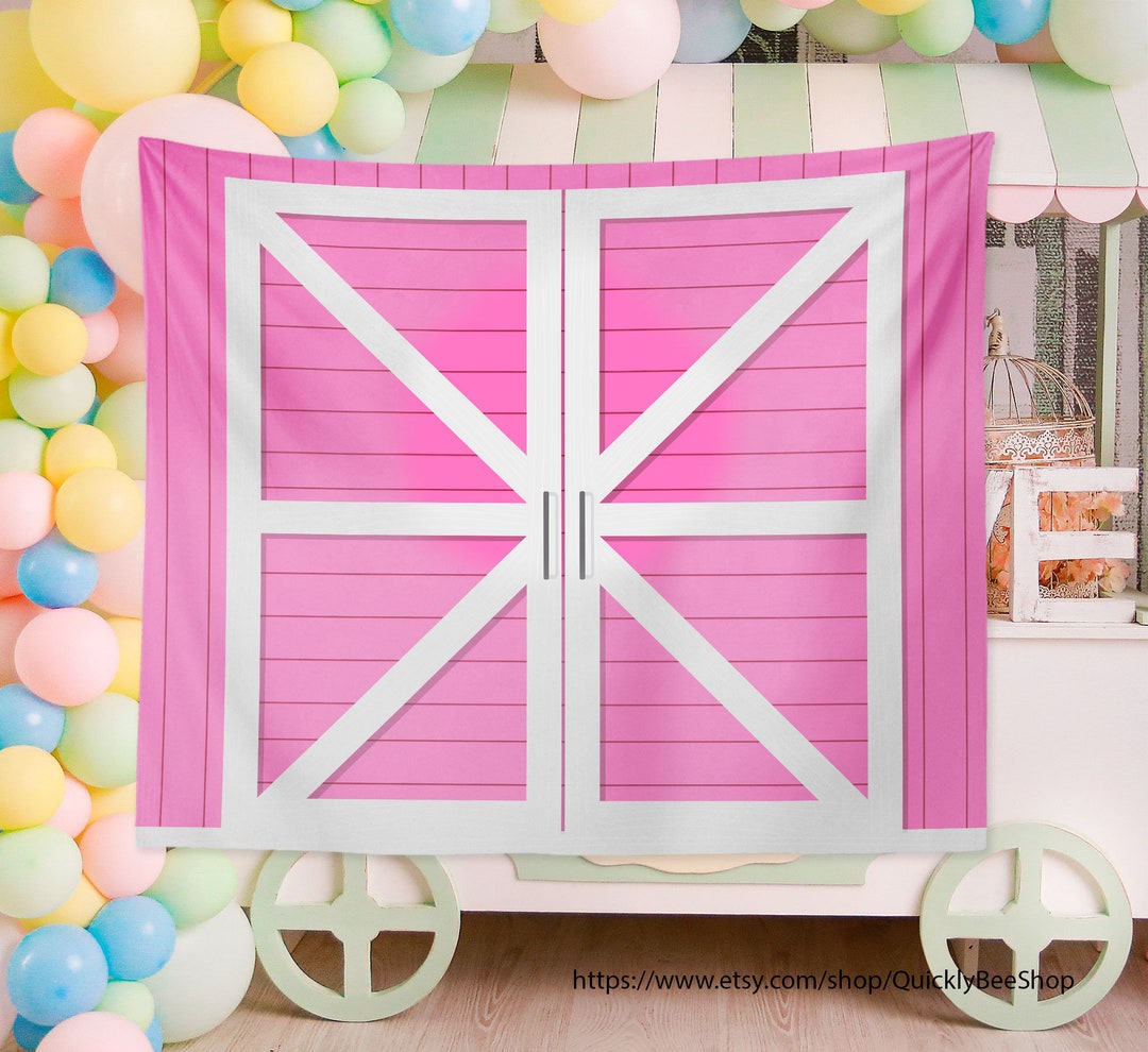 Pink Barn Door Party Backdrop, Country, Cowboy, Farmer, Farming, Ranch