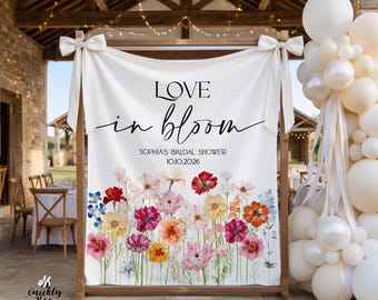 Wildflower Baby in Bloom Baby Shower Backdrop, Floral Baby Shower Photo Backdrop, Wildflower Baby Shower Banner, Baby Shower Table Decor