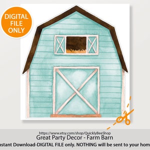 Big Blue decor Farm, Barn, Donkey, Lamb, Piglet, Chicken, Sun, Animals Barnyard Ranch, Baby Shower Party, Birthday Party, DIGITAL download Barn