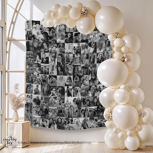 Birthday Backdrop, Fabric Photo Collage, Wedding, Bachelorette Party, Anniversary, Office Home Wall Decor