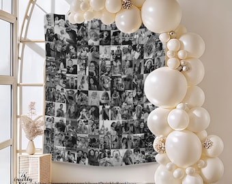 Birthday Backdrop, Fabric Photo Collage, Wedding, Bachelorette Party, Anniversary, Office Home Wall Decor