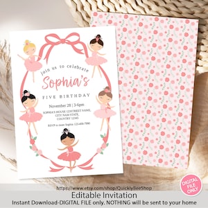 Ballerina verjaardagsuitnodiging, Tutu ballet feest uitnodiging, balletdanser viering, ballerina thema evenement kaart, Instant Download
