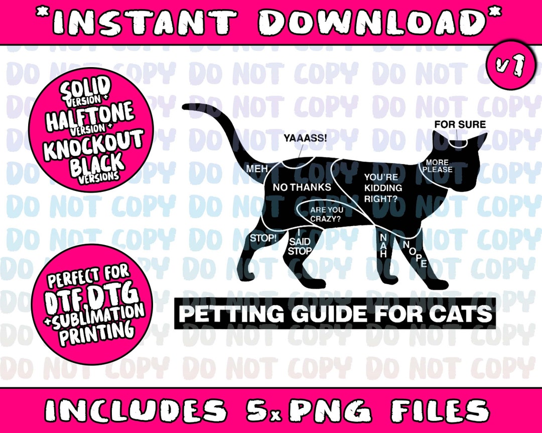 Petting Chart for A Cat Funny How to Pet A Cat Meme Etsy