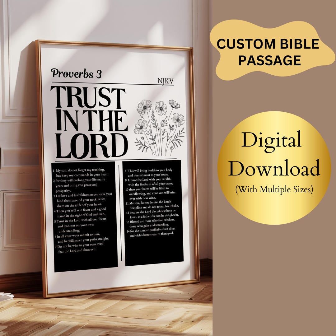 Custom Bible Passage Printable, Bible Chapter Poster, Bible Verse Wall ...