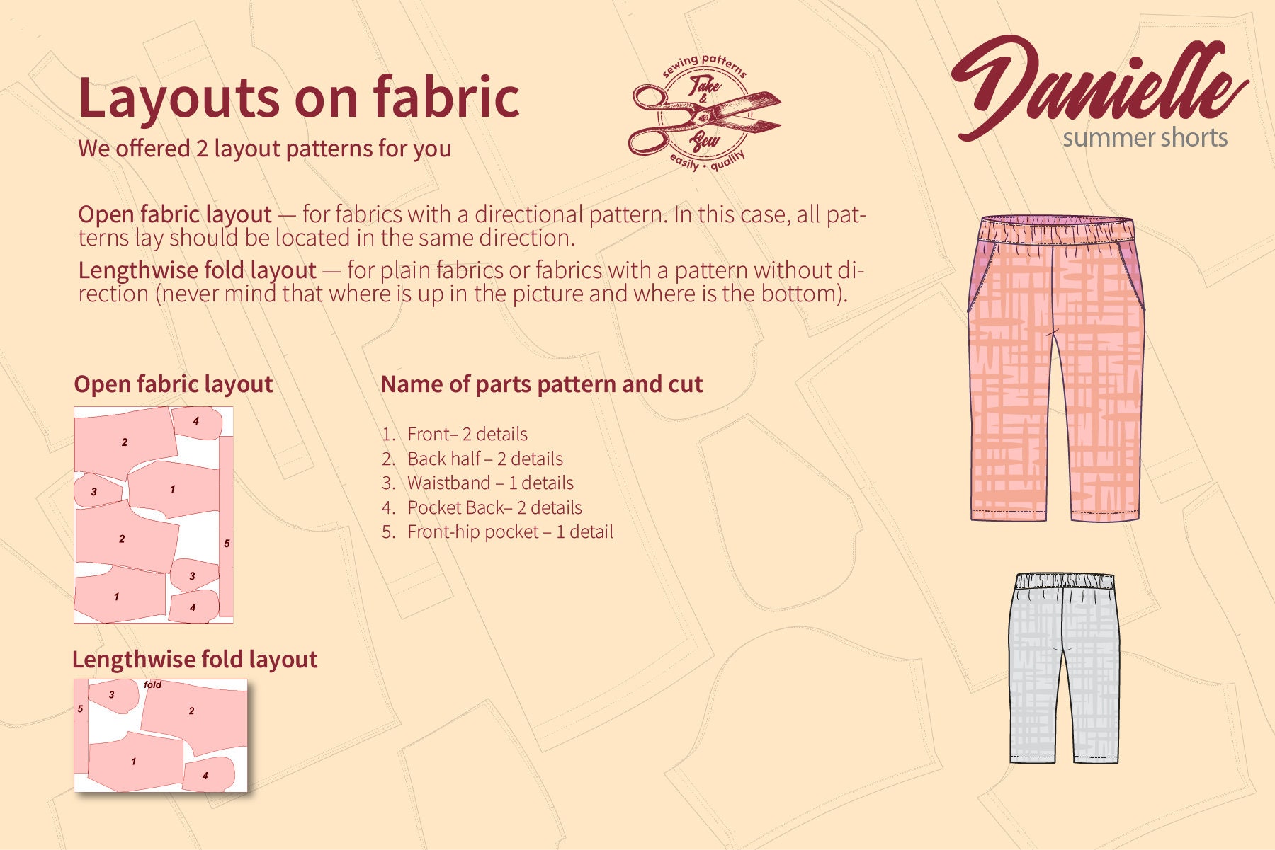 Indie Linen Shorts Sewing Pattern DIY Women Summer Trousers Size L XL