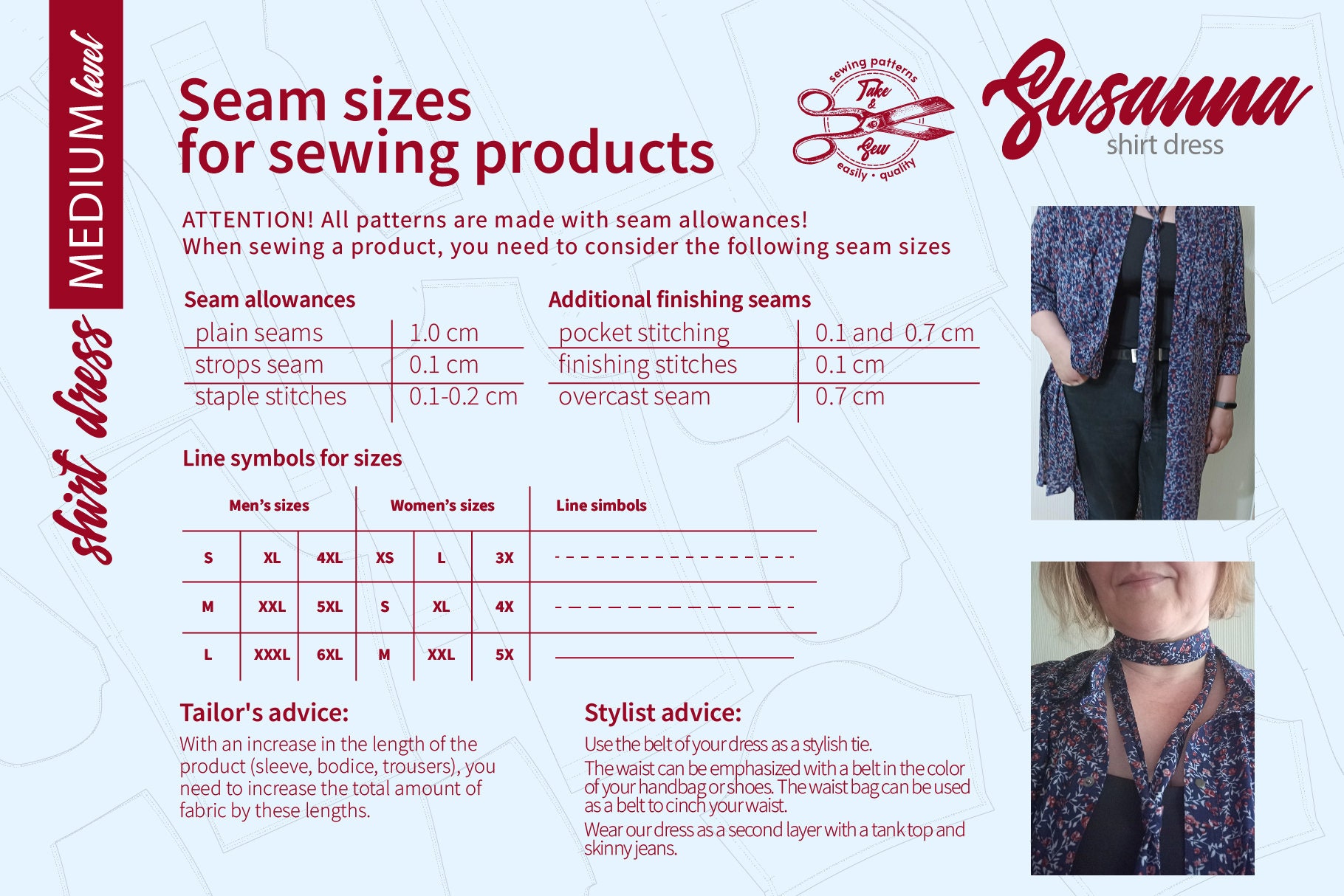 Shirt Dress Pattern PDF Sewing Pattern Plus Size Pattern 3XL 4XL 5XL